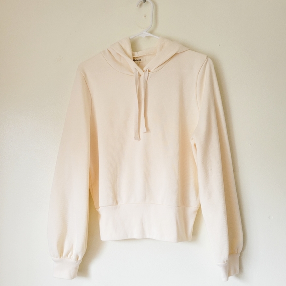 Madewell Bubble-Sleeve Hoodie Crop Sweatshirt - Picture 2 of 8